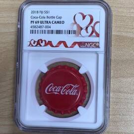 2018年斐济6克可口可乐瓶盖彩银币