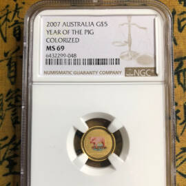 2007年澳大利亚1/20盎生肖猪彩金币