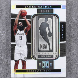 2021-22 Panini Impeccable James Harden Silver NBA Logo 小真金 詹姆斯 哈登 20编 NBA Logo 银块