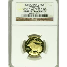 1986年1/3盎司野生动物基金会牦牛金币