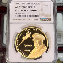 1999年特里斯坦-达库尼亚群岛温斯顿丘吉尔精制金币