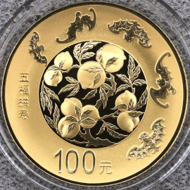 2016年8克吉祥文化五福拱寿金币