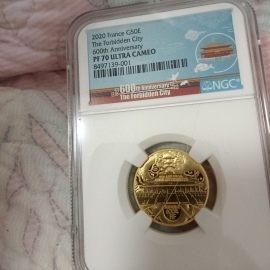 2020年法国1/4盎司世界文化遗产紫禁城建成600年金币