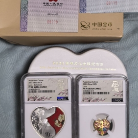 2021年吉祥文化琴瑟和鸣金银币