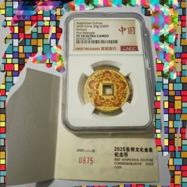 2025年20克吉祥文化瑞气盈门金币