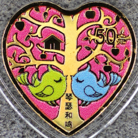 2021年3克吉祥文化琴瑟和鸣金币
