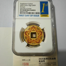 2025年20克吉祥文化瑞气盈门金币