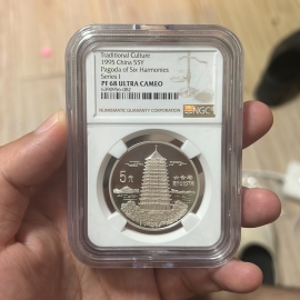 1995年22克传统文化第1组六合塔银币