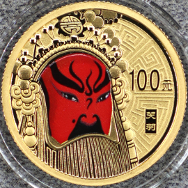 2011年1/4盎司京剧脸谱第2组关羽彩金币