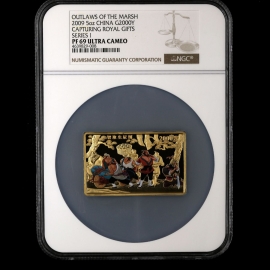 2009年5盎司方形水浒传第1组彩金币