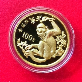 1988年1/4盎司珍稀动物第1组金丝猴金币